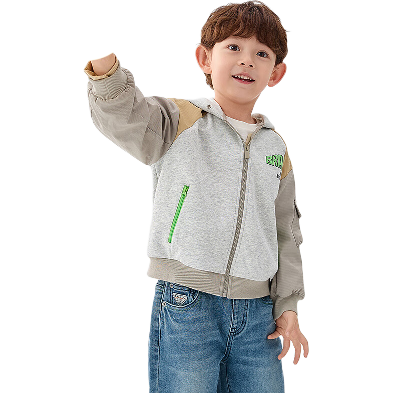 Balabala Boys' Jacket 2025 Spring New Hooded Outdoor Top [Mall Same Style] 201125105112
