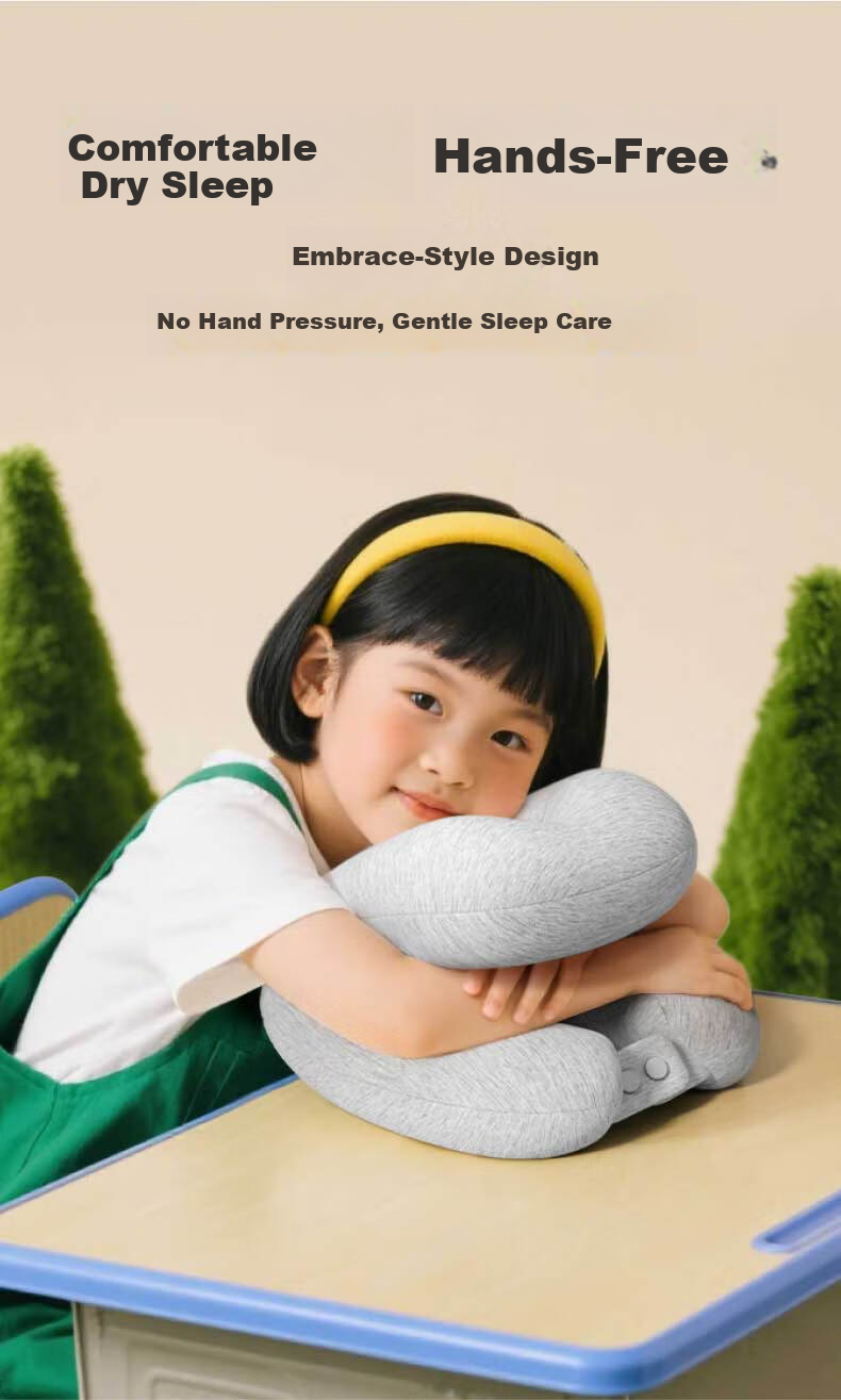 YUZHAOLIN Nap Pillow for Elementary School Students, Face-Down Sleeping Aid, Children's Summer Ice Silk Face-Down Pillow for Nap Time, Classroom Desk Neck Protection Pillow 3