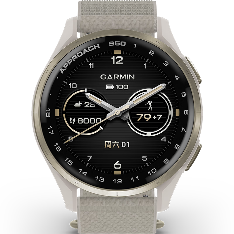 GARMIN Approach S50, Golden Golf GPS Outdoor Sports Multifunctional Smartwatch, Gift for Boyfriend