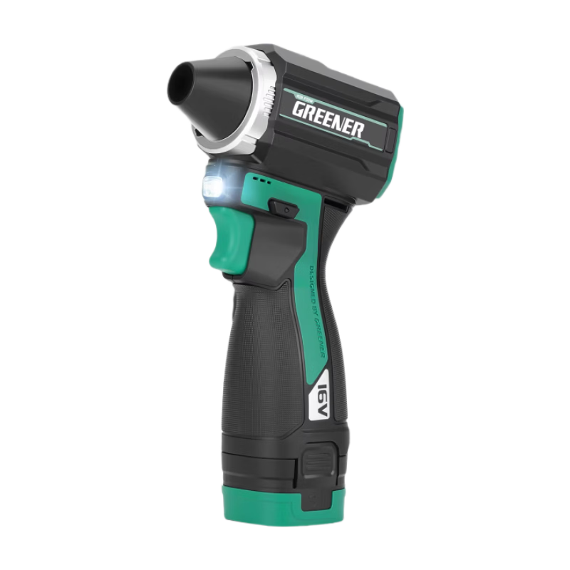 GREENER Pocket Turbo Fan Powerful Hair Dryer Brushless Lithium Battery Dust Removal Car Wash Water Blower Two Batteries One Charger