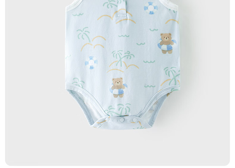 Happy Little Bear Summer Thin Molded Romper Baby Antibacterial Mite-Resistant Triangle Bodysuit Infant Class A Sleeveless Jumpsuit 3