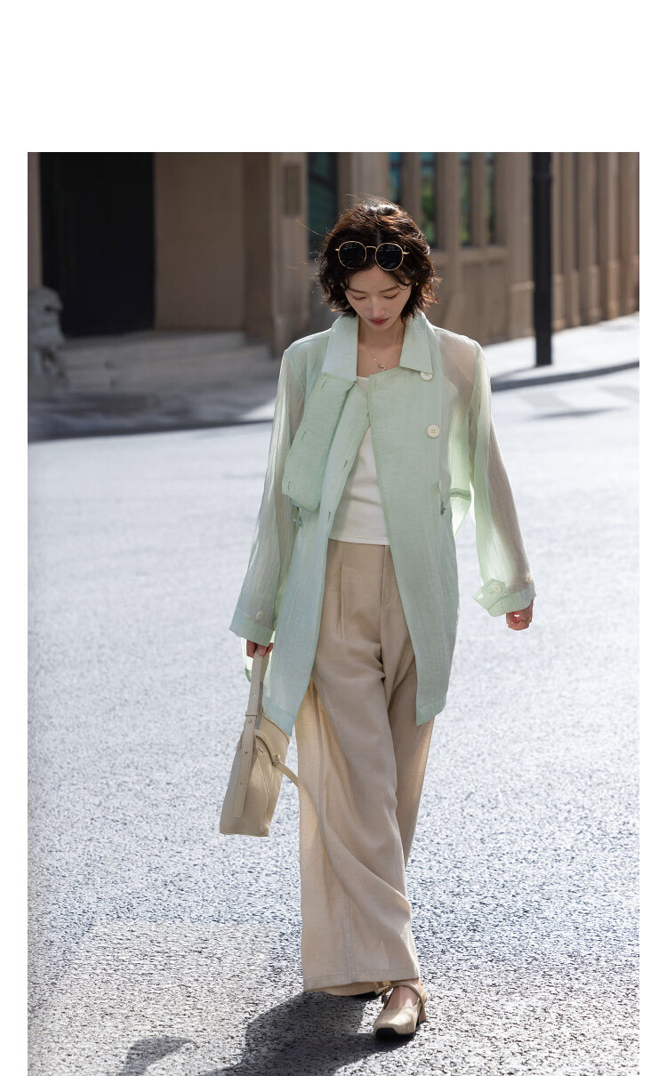 Demana Romantic Encounter Spring Paper-Thin Lapel Double-Breasted Elastic Waist Loose Slim Women's Trench Coat Premium Quality 11
