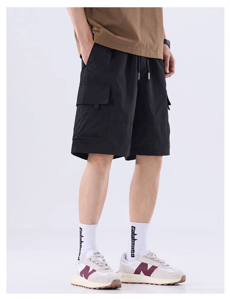 JEEP SPIRIT Men's Ice Silk Quick-Dry Shorts Summer Thin Loose Casual Sports Versatile Five-Point Pants Dark Gray M 3