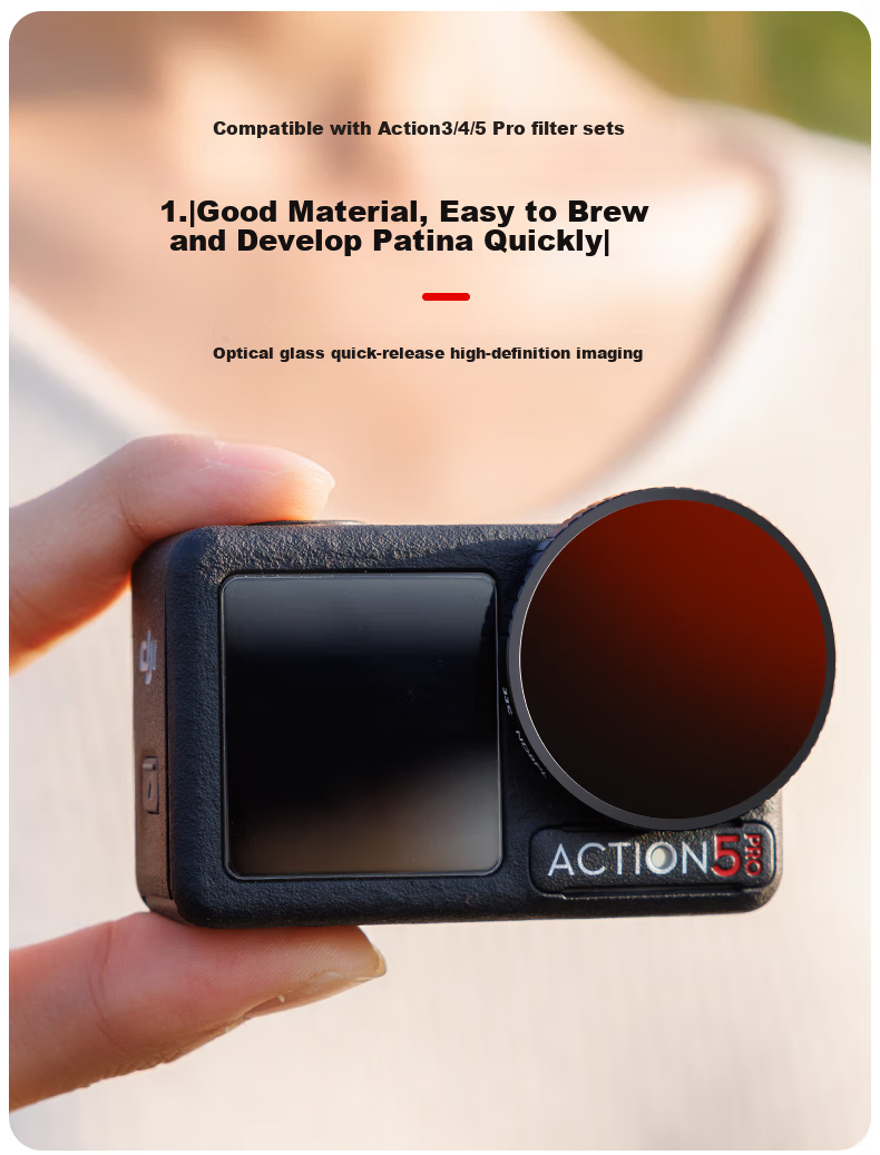 JJC DJI Action4/5 Pro Filter Kit CPL Polarizer Fixed ND Neutral Density Lens Action3 Sports Camera Accessories 1