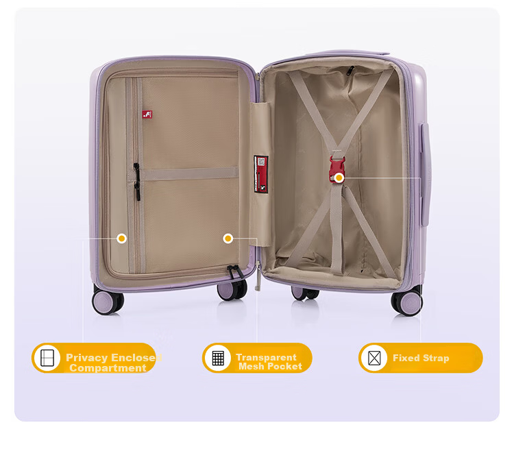 OIWAS Boom Boom 24-inch Luggage Women's Checked Dopamine Expandable Large Capacity Trolley Travel Suitcase with Password Lock Purple 12