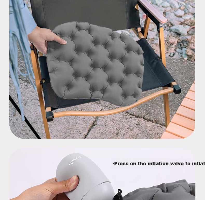 Etravel Outdoor Inflatable Seat Cushion Portable Foldable Air Pad Travel Camping Hiking Concert Moisture-Proof Gray 5