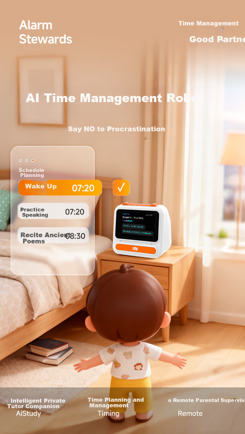 Beibei AI Time Treasure Robot Smart Alarm Clock Children's Learning Machine Student Time Manager Children's Day Gift 4
