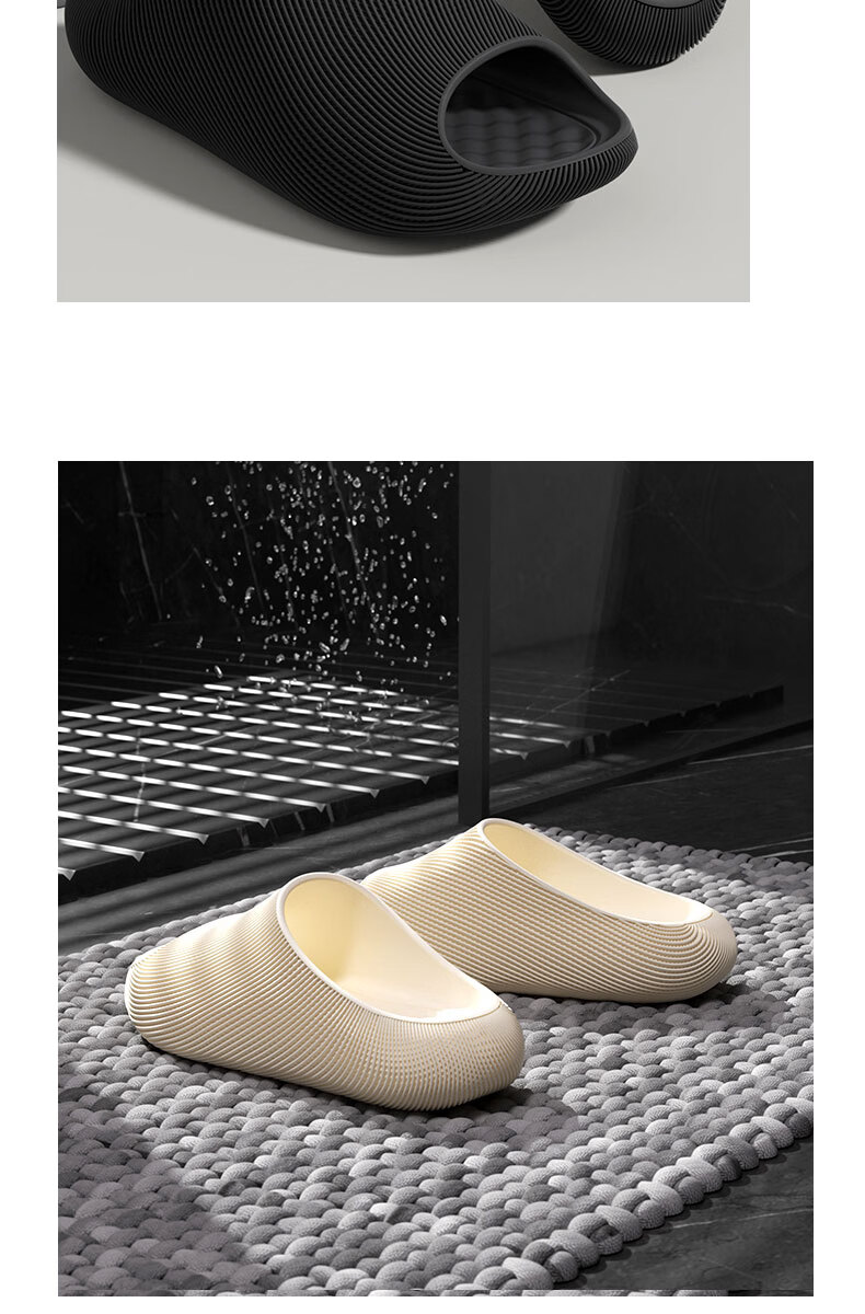 Ganmai 3D Texture Men's Summer Sports Comfortable Home Soft Thick Sole Slippers Black Size 36-37 2