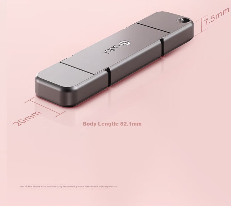 ASUS Aoduo High-Speed Solid State USB Flash Drive, USB3.2Gen2 Dual Interface, Read Speed 500MB/s, Large Capacity Phone Flash Drive 512GB Space Gray 16