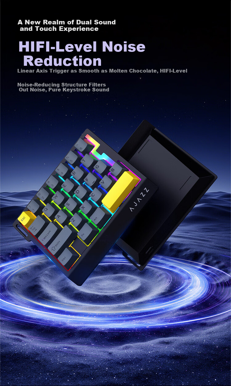 AJAZZ AK039 Magnetic Switch Keyboard 8K Report Rate RT0.01 Low Latency One-Handed Keyboard RGB Lighting Metal Knob Gaming Office 38 Keys Transparent Black Pink Silver Ear Silent Magnetic Switch 7