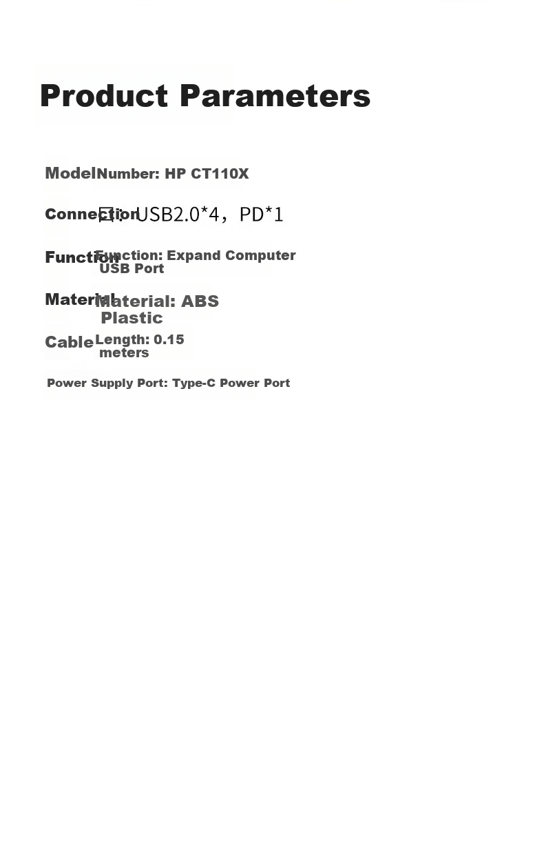 HP CT110X USB 5-Port Multi-Interface Hub Dock High-Speed Splitter Extension Cable Silver 13