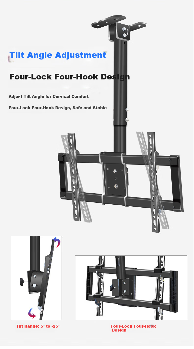 HILLPORT 43/55/65/75/85/86 Inch TV Ceiling Mount Bracket 360° Rotatable Telescopic Multifunctional Monitor Surveillance Thickened Column T765 10