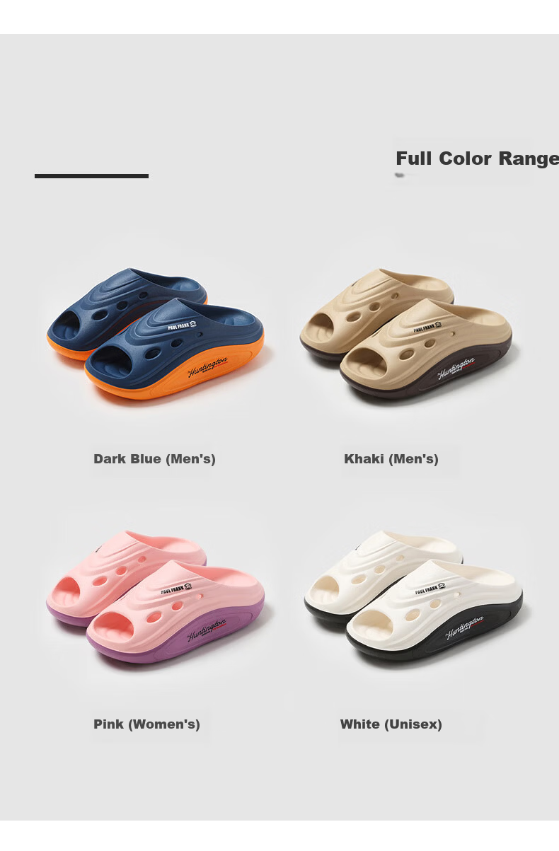 Paul Frank Unisex Lightweight Soft Elastic Indoor Home Slippers Thick Sole Bathroom Shower White Size 44-45 PF304 16