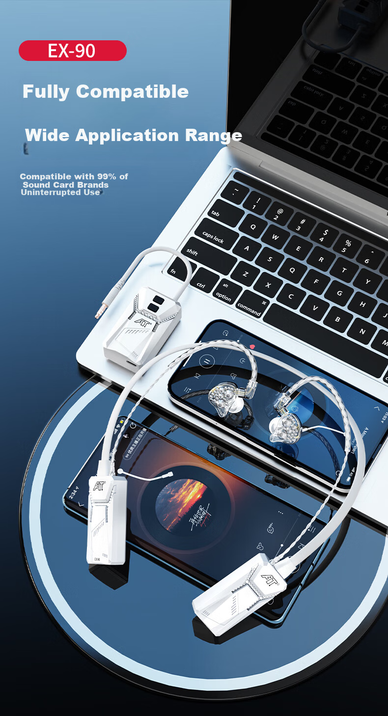 ISK EX-90 Wireless Monitoring Earphones Professional In-Ear Earbuds for Mobile K-Singing HIFI Stereo Host Live Streaming Gaming Recording Sound Card with Diamond Inlay One-to-Two Connection 8