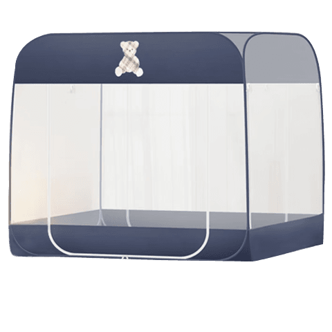MUJI No-Installation Steel Wire Mosquito Net Three-Door Folding Mongolian Tent Mosquito Net for 1.5x2m Bed