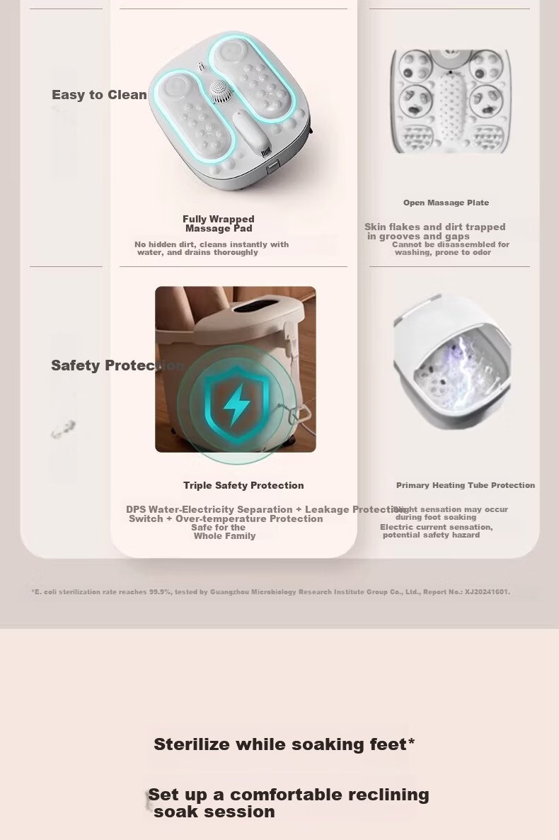 PHILIPS Foot Soaking Tub with Reclining Soak, Pipeline Sterilization, Electric Massage Foot Bath, Smart Constant Temperature Heating, Warm Foot Small White Bucket 3207F, Birthday Gift for Mom and Dad 2