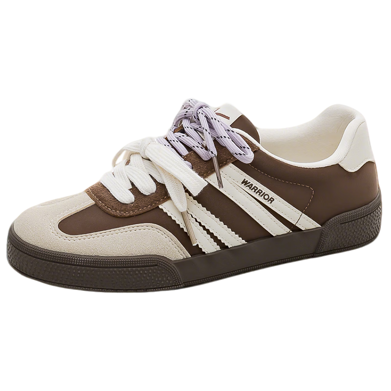 Warrior Casual Training Shoes Flat Sole Slimming Women's Shoes Versatile Soft Sole Sneakers 572 Dark Brown Gray Beige Size 37