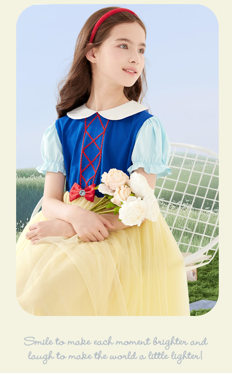 Disney Girls Dress Children's Skirt Spring Summer New Snow White Mesh Long Dress for Older Kids Q069S Snow White 150 9