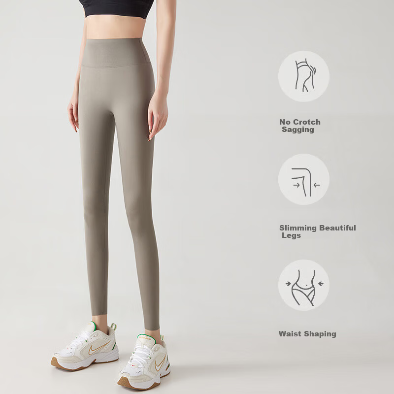 LangSha Seamless Sharkskin Women's Autumn High-Waist Slimming Cycling Sports Yoga Pants White Leggings