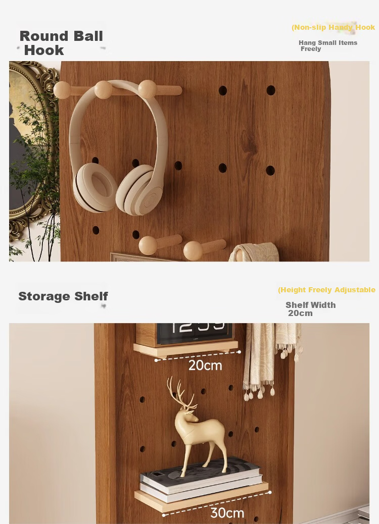 Millennium Mansion Pegboard Rotating Full-Length Mobile Floor Mirror with Integrated Clothes Rack 170*40 Walnut 5