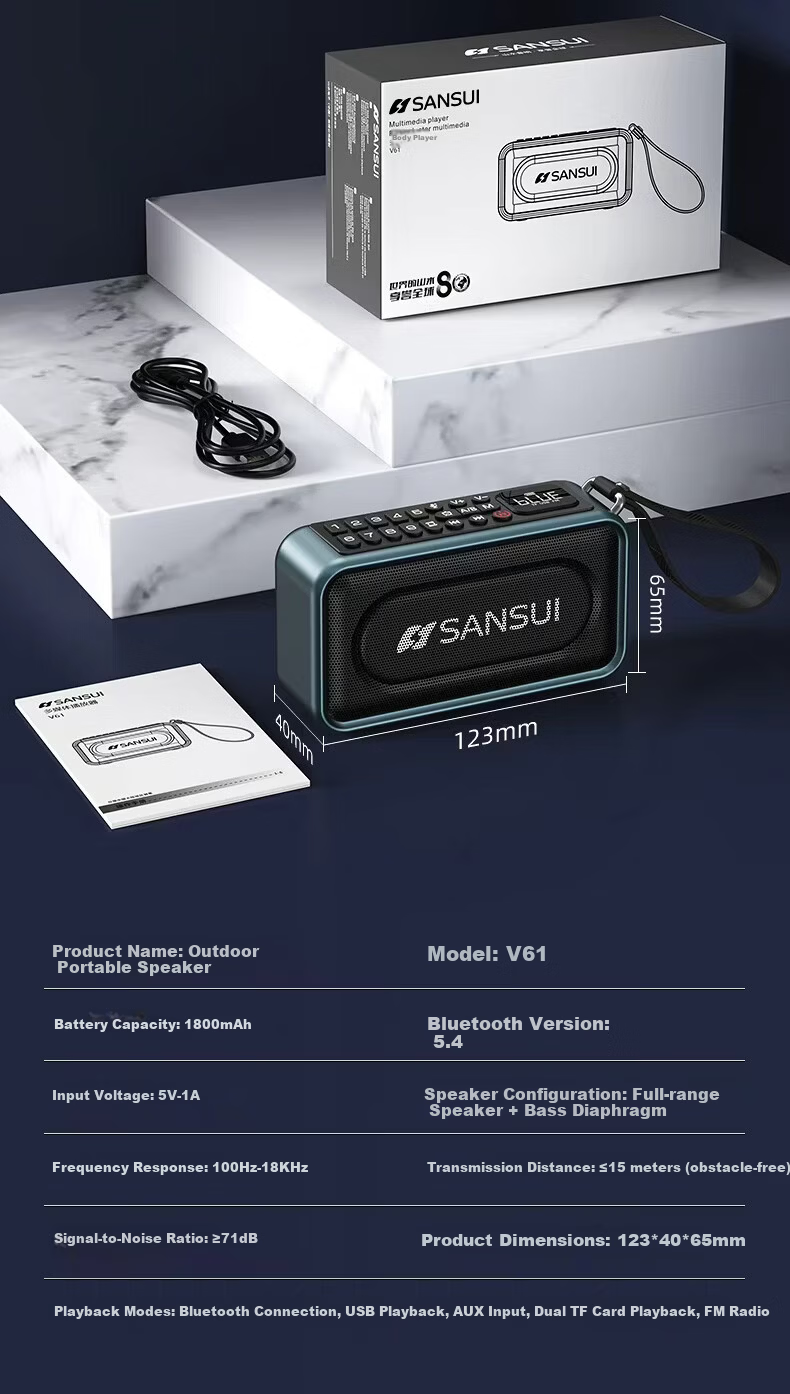 SANSUI Emergency Power Supply Radio Multifunctional Portable Disaster-Resistant Solar Hand-Crank Generator Flashlight Long Battery Life MV13 24