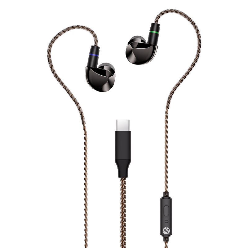 HP Prelude In-Ear HIFI Wired Music Earphones Professional Sound Positioning FPS Gaming Earbuds Detachable Cable Type-C Black