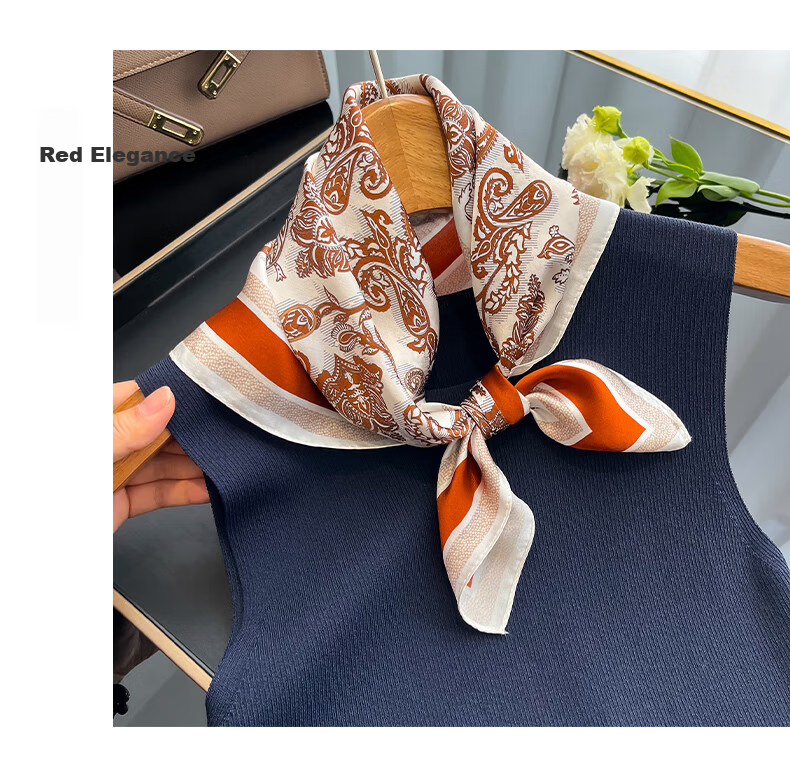 Hangsilk Road Mulberry Silk Small Square Scarf Genuine Silk Scarf Inner Wear Scarf Birthday Gift for Mom High-End Holiday Gift for Women Pink Yellow 6