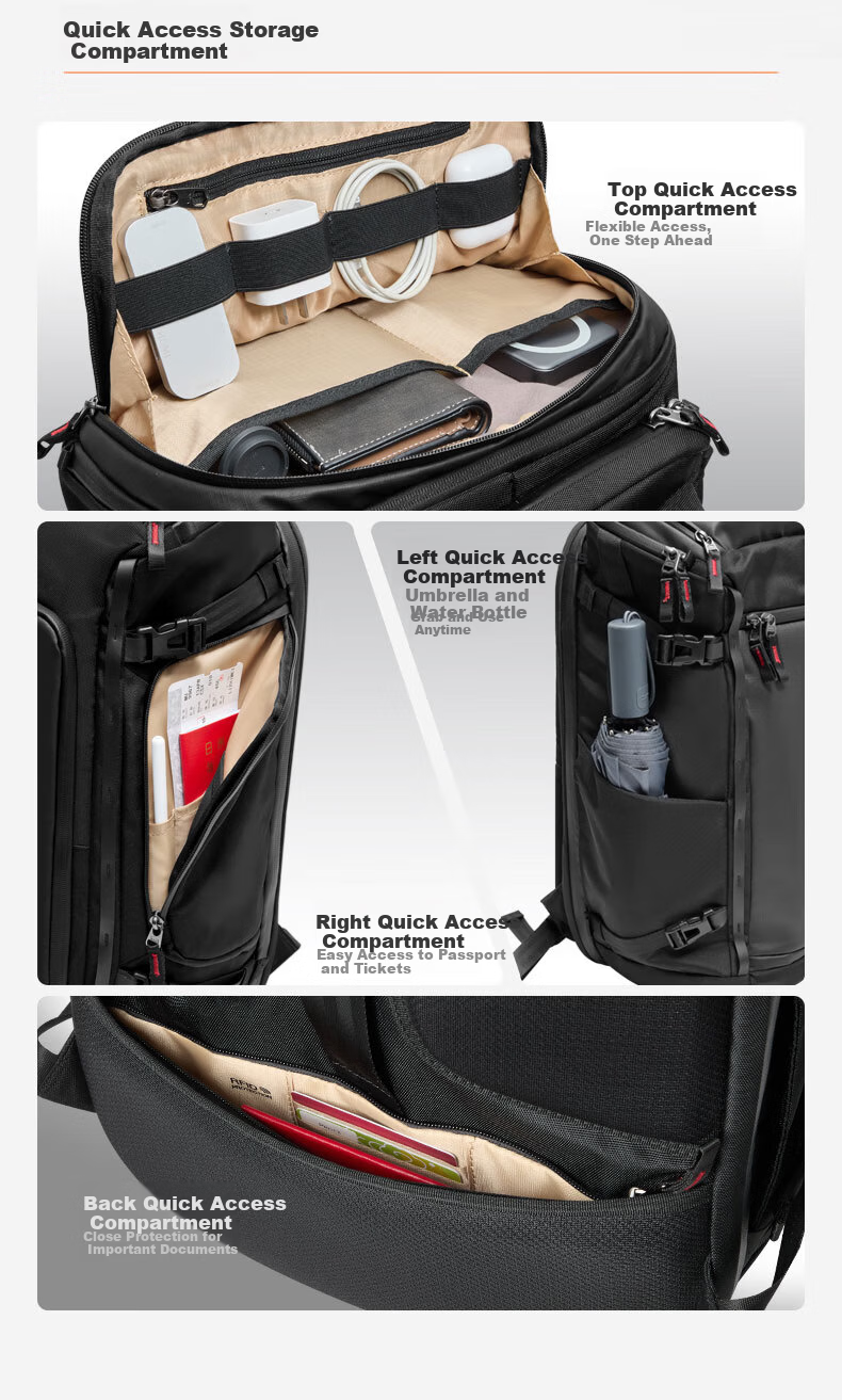 Inateck 40L Large Capacity Travel Backpack Men's Long-Distance Business Trip Dual Shoulder Luggage Bag Black 5