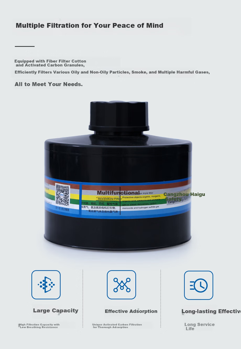 HAI GU HG-800D Silicone Gas Mask Full Facepiece Acidic Organic Benzene Paint Printing Toxic Gas Protection Mask Body 6