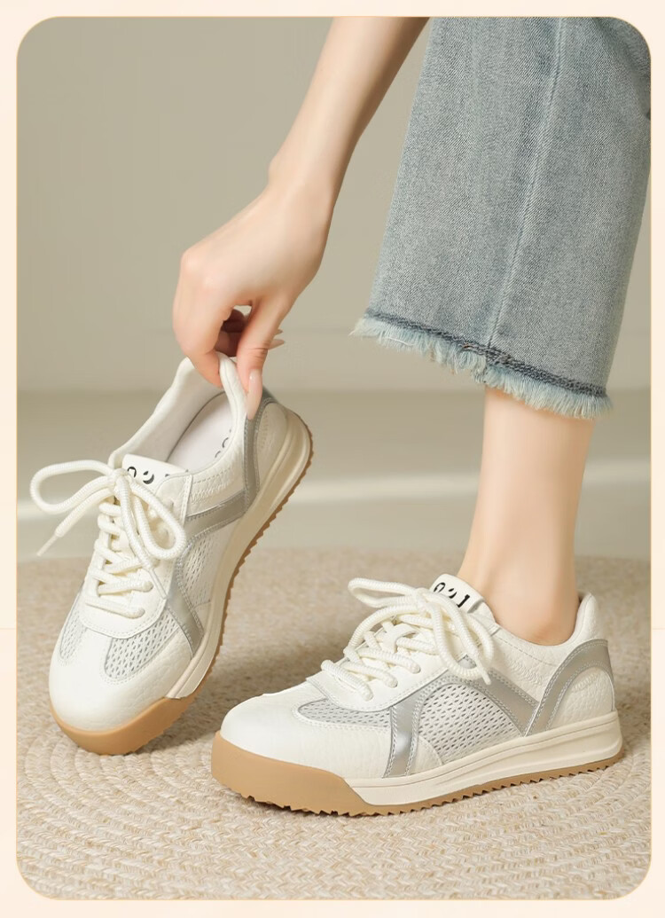 Zhuoshini Women's Thick Sole Derby Shoes Casual Breathable Mesh Sneakers Yellow Size 39 5