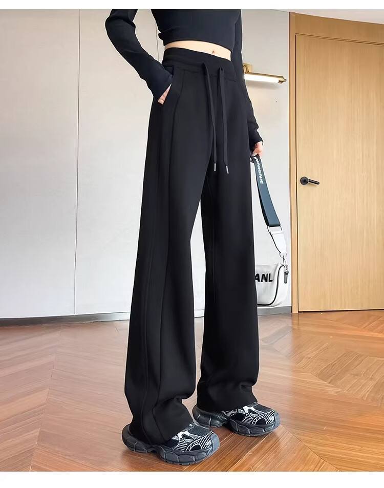 La Chapelle Women's Narrow Fit Sports Pants Spring Thin Wide Leg Casual Pants Summer Straight Leg Sweatpants White Gray 4XL 17