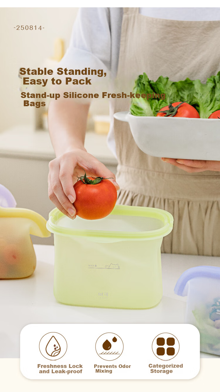 Shuke Silicone Food Storage Bag Food Grade High Temperature Resistant Household Fruit Bag Refrigerator Freezer Sealed Bag 2