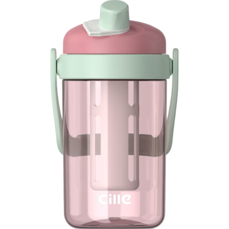 Cille Tritan Plastic Cup Large Capacity Outdoor Sports Water Bottle Portable Double Drinking Cup with Handle for Men and Women Students