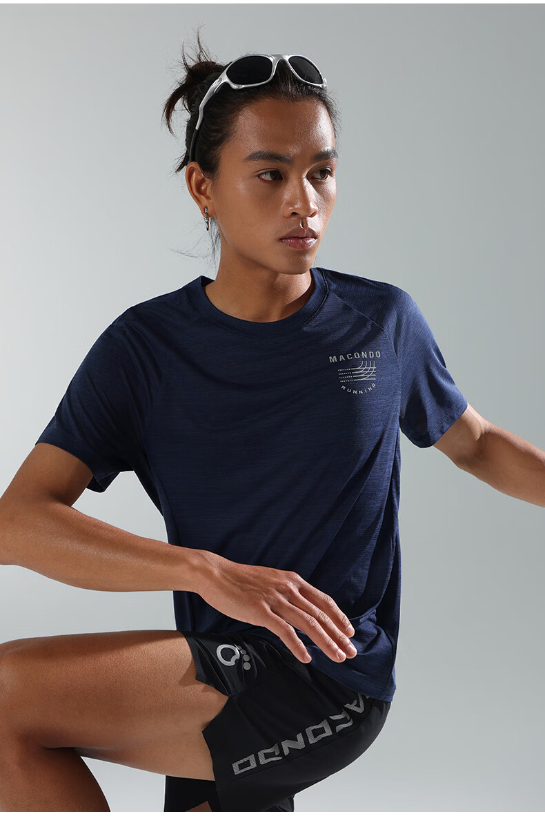 Macondo Quick-Dry Sports Short Sleeve T-Shirt Men Summer Lightweight Moisture-Wicking Breathable Gym Running Training Shirt Blue Floral Gray M 14