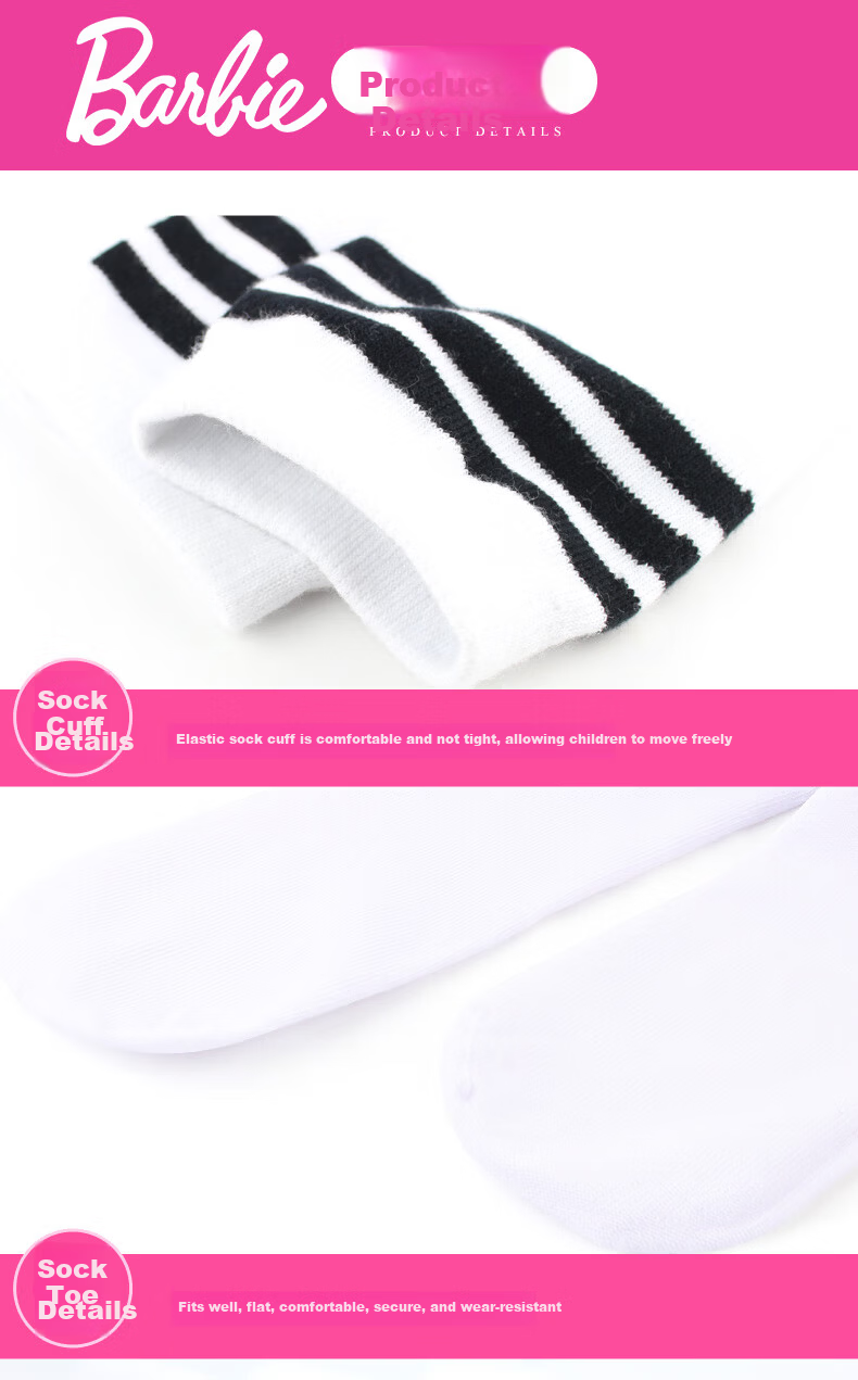 Barbie Kids Over-the-Knee Long Socks Spring Summer Mesh Girls Mid-Calf High Socks White School Uniform Style 11