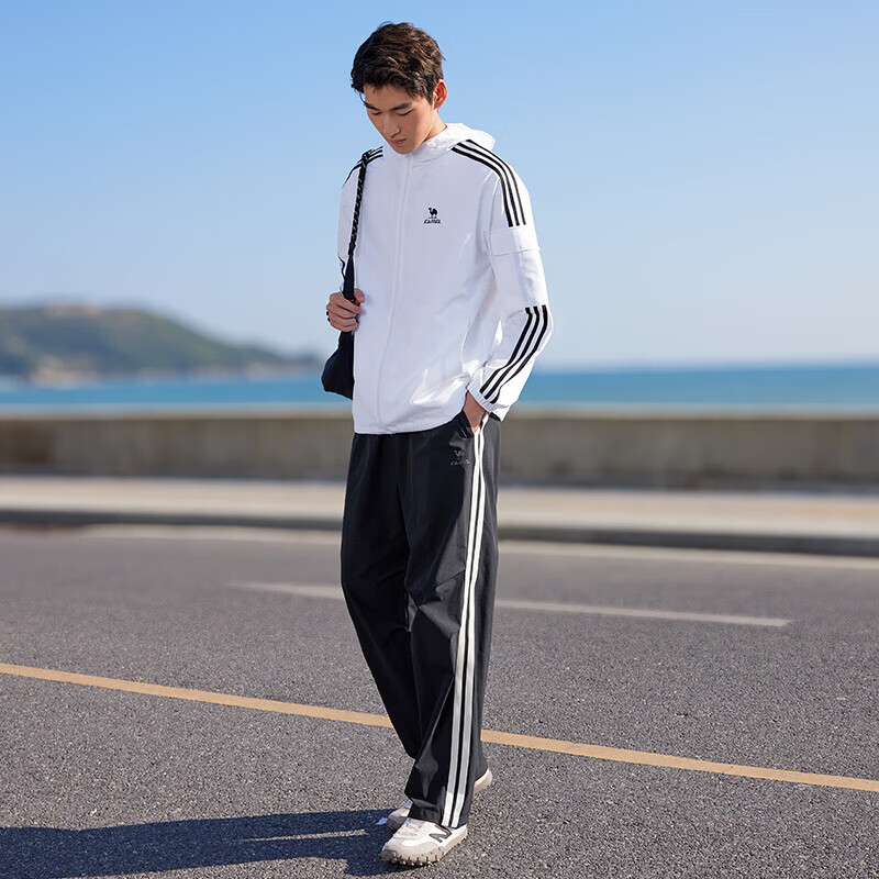 CAMEL Quick-Dry Straight-Leg Sports Pants Men Ice-Feel Sun-Protective Outdoor Paratrooper Pants C16BA6L6044 Phantom Black L