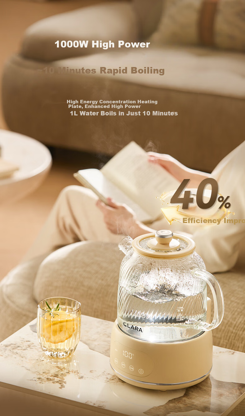 CLARA Glass Health Kettle 1L Temperature Control Tea Maker Electric Kettle for Office and Home (Standard Version) 6