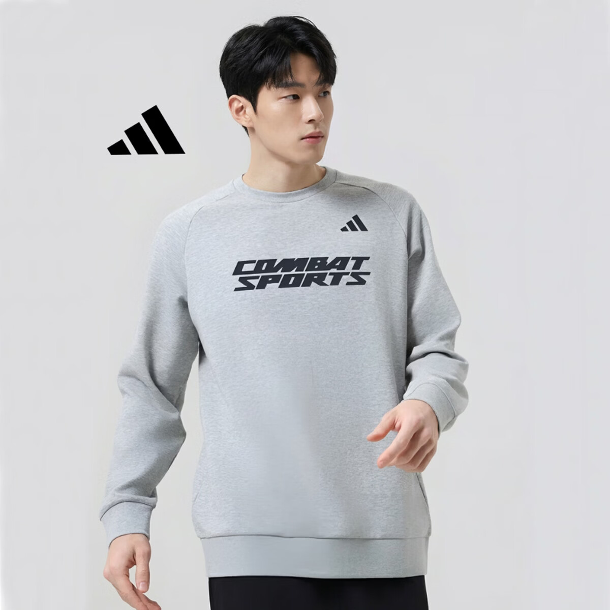 Adidas Men's Hoodie 2026 Spring New Sports Casual Cotton Classic Crewneck Pullover Sweatshirt Gray Black S