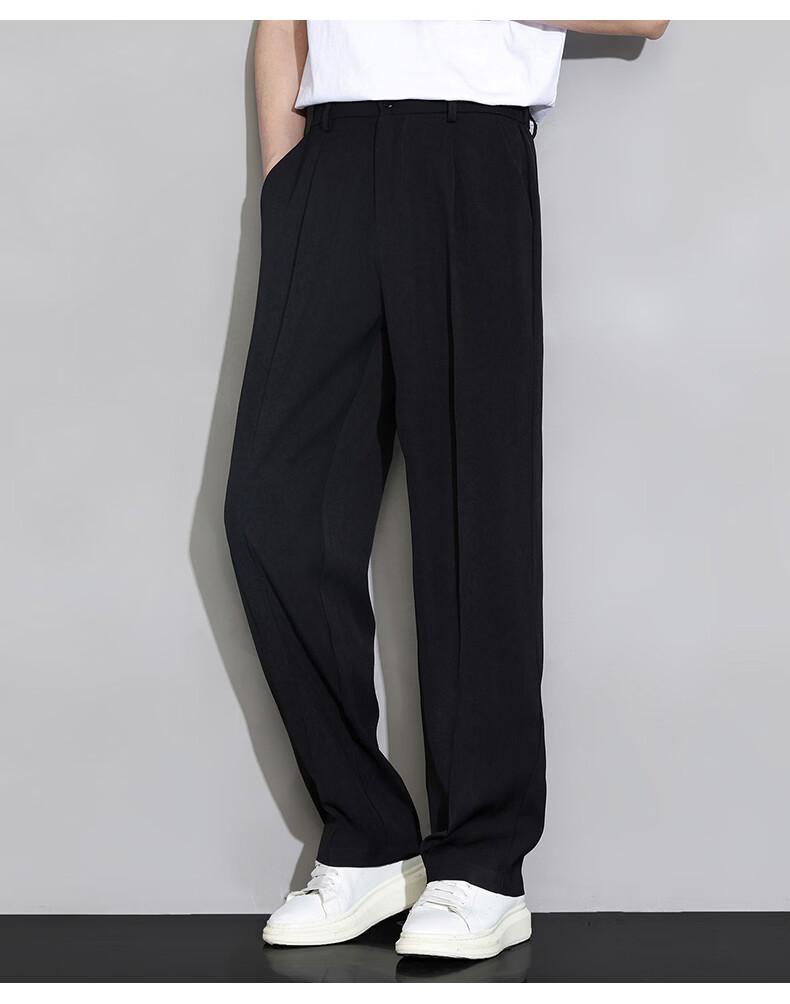ROMON Men's Casual Straight-Leg Lightweight Breathable Versatile Commuter Loose Fit Trousers Dark Gray L 13