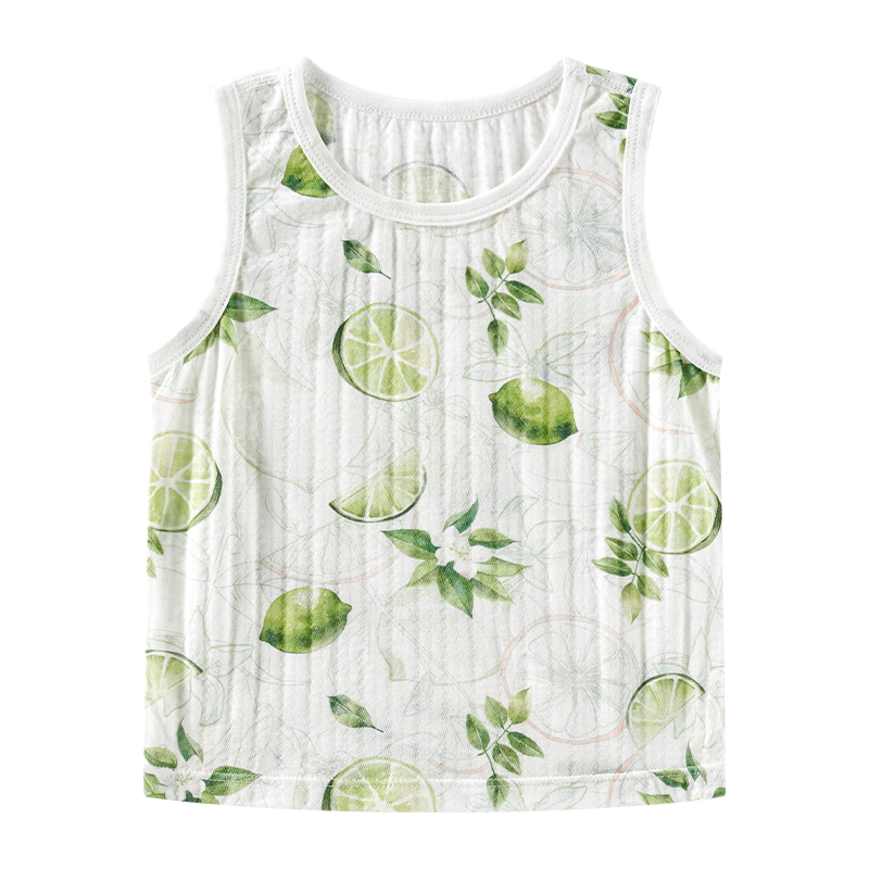 OUYUN [Plant Fiber] Baby Vest Children's Ice Oxygen Cotton Vest Spring Summer Thin Sea Salt Lemon 120