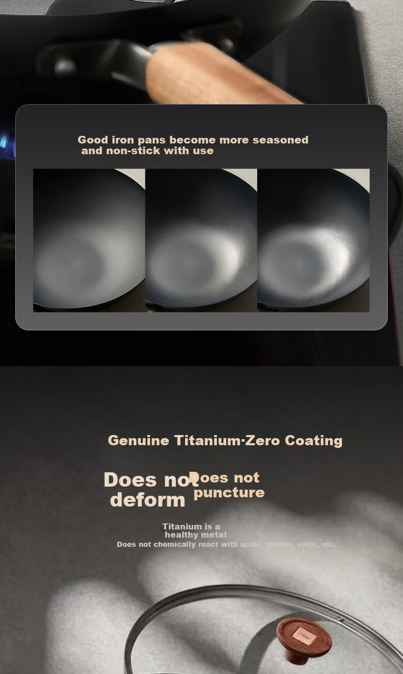 ASD Titanium Non-Stick Iron Wok 30cm Induction Cooker Compatible CF30T8Q 15