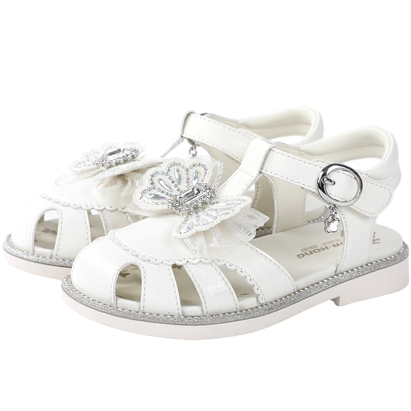 Dr. Kong Summer Princess Sandals for Girls with Velcro Closure, Beige, Size 30