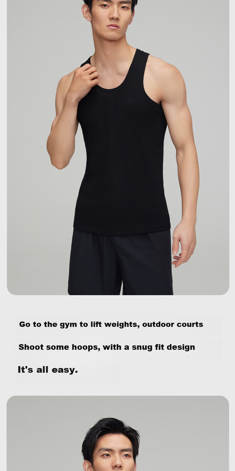 HLA Sleeveless Vest for Men, Pure Cotton Comfortable Breathable Undershirt, Basic Thin Undershirt, Single Pack 5
