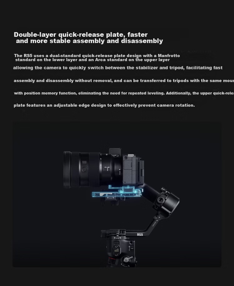DJI RS 5 Ronin Handheld Gimbal Camera Stabilizer Professional Intelligent Tracking Handheld Camera Stabilizer 3kg Load DSLR Mirrorless Lightweight Commercial Gimbal 8