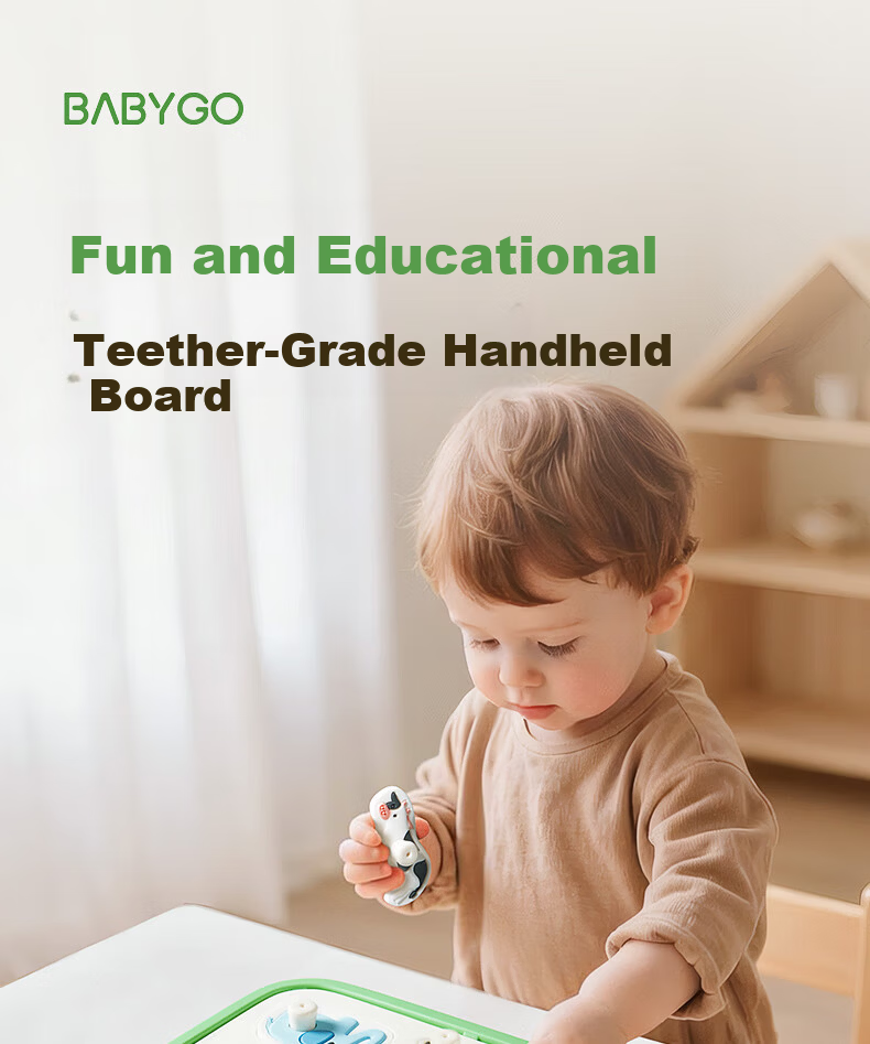 BG-BABYGO Montessori Early Education Animal Matching Puzzle Baby Building Blocks Food-Grade Silicone Chewable Educational Toy 1