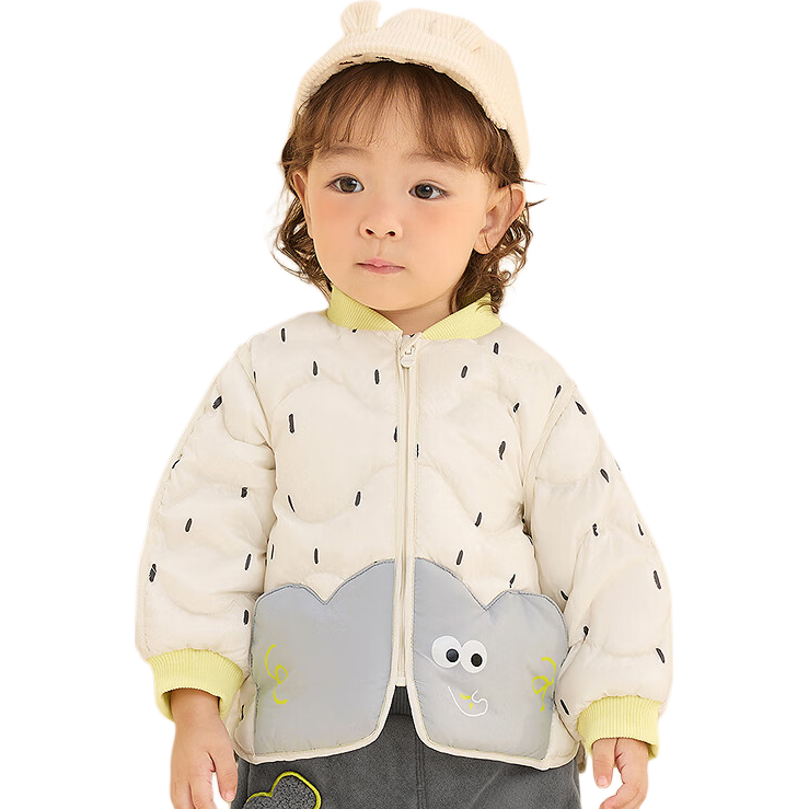BALABALA Children's down Jacket, Triple Protection Clothing, Lightweight Baseball Collar Coat, Boys And Girls New Autumn And Winter Wear, Floral Cute Desig