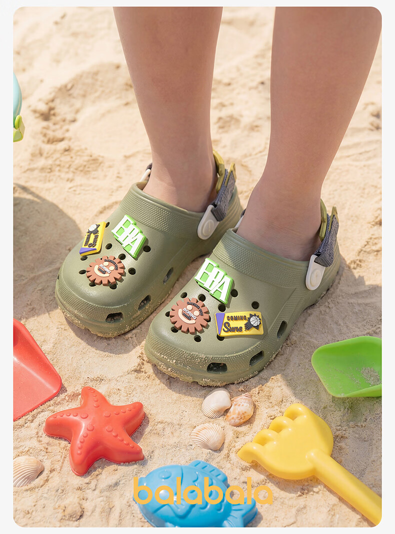 Balabala Kids Summer Slippers Boys Indoor Cute Hole Shoes Soft Sole Lightweight Cartoon Beach Shoes 13