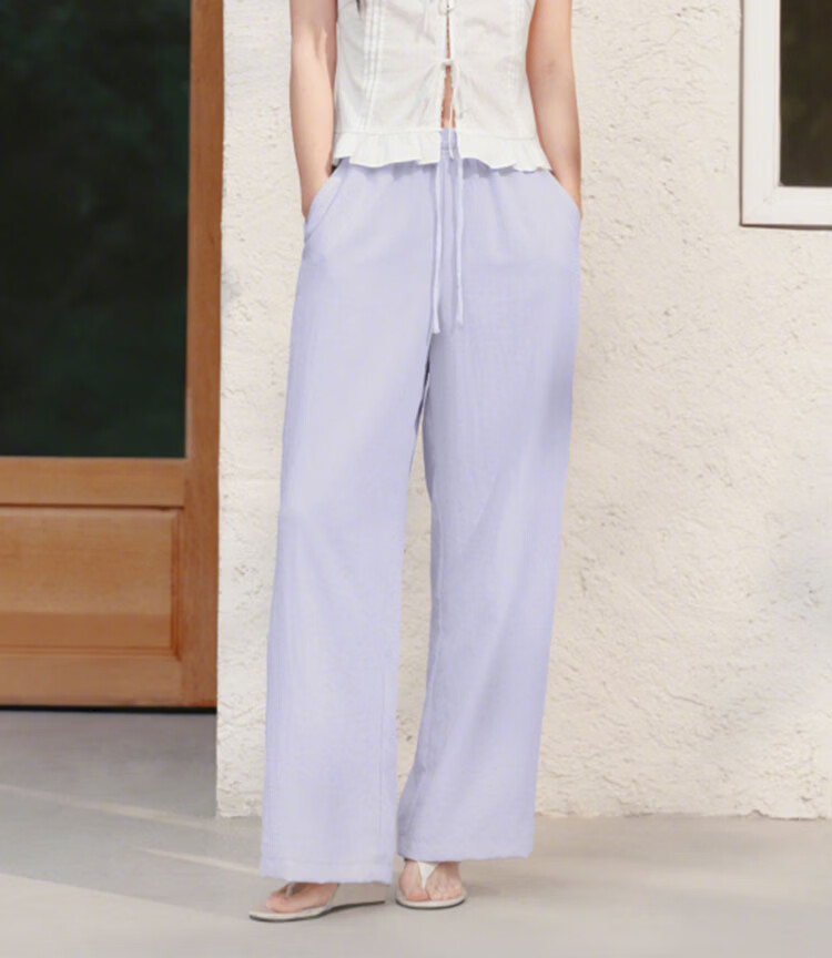 Semir Women's Casual Summer Solid Texture Ruffled Wide-Leg Loose Draped Pants 2026 Wide-Leg Trousers 109326127015B 9