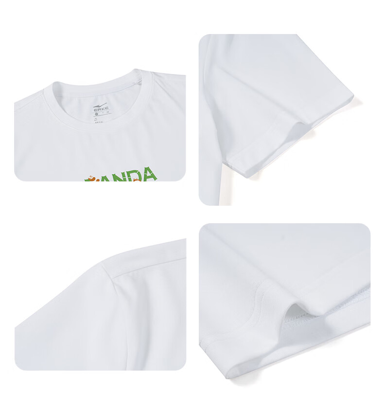 Erke Men's Round Neck Short Sleeve T-Shirt Summer Loose Fit Antibacterial Fashion Trendy Sports Base Layer Outdoor Casual Tee 16