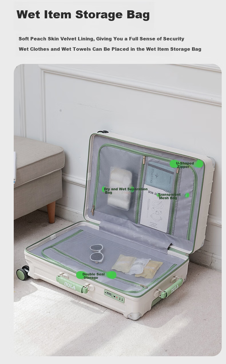 DULA High-Style Multifunctional Luggage with Cup Holder USB Trolley Case Travel Suitcase Gradient Color 26-inch 11